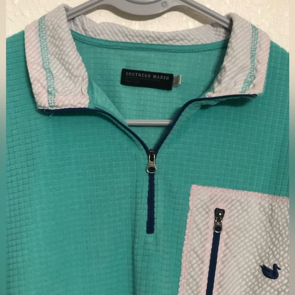 Southern Marsh FieldTec Dune Quilted Aqua  Zip Pullover, Adult Size L - Picture 5 of 5